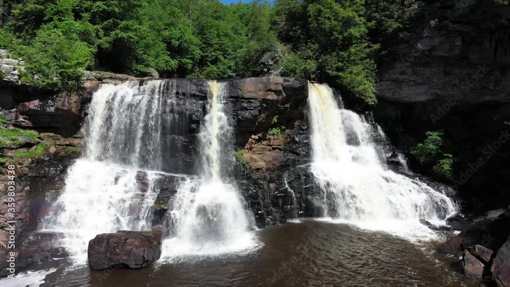 Aerial camera rising with view of the Blackwater Falls in scenic West Virginia. Aerial camera rising with view of the Blackwater Falls in scenic West Virginia.
