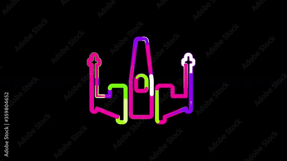 Circles gather in symbol starfighter. After it crumbles in a line and moves to the camera. Alpha channel black Circles gather in symbol starfighter. After it crumbles in a line and moves to the camera. Alpha channel black