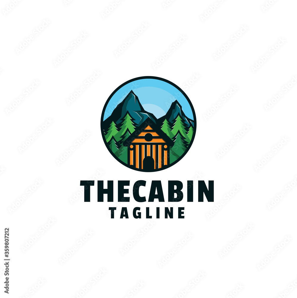 Cabin with dock logo vector
