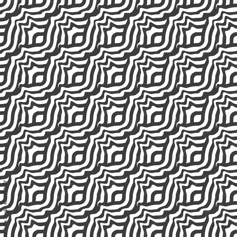 Seamless Ornate Vector Wavy Array Pattern. Continuous Monochrome Graphic Flow Lattice Texture. Repeat Linear Round Repeat Seamless Ornate Vector Wavy Array Pattern. Continuous Monochrome Graphic Flow Lattice Texture. Repeat Linear Round Repeat
