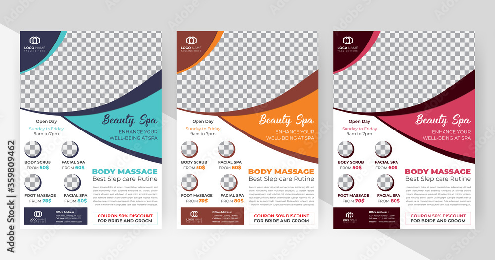 Spa flyer template, Spa center poster