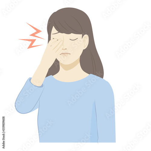 
女性のイラスト　/　眼精疲労