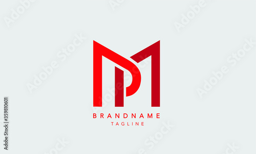 Alphabet letters Initials Monogram logo MP, PM photo