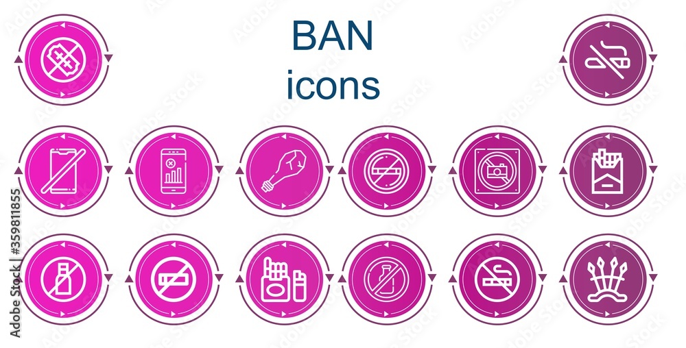 Editable 14 ban icons for web and mobile Editable 14 ban icons for web and mobile