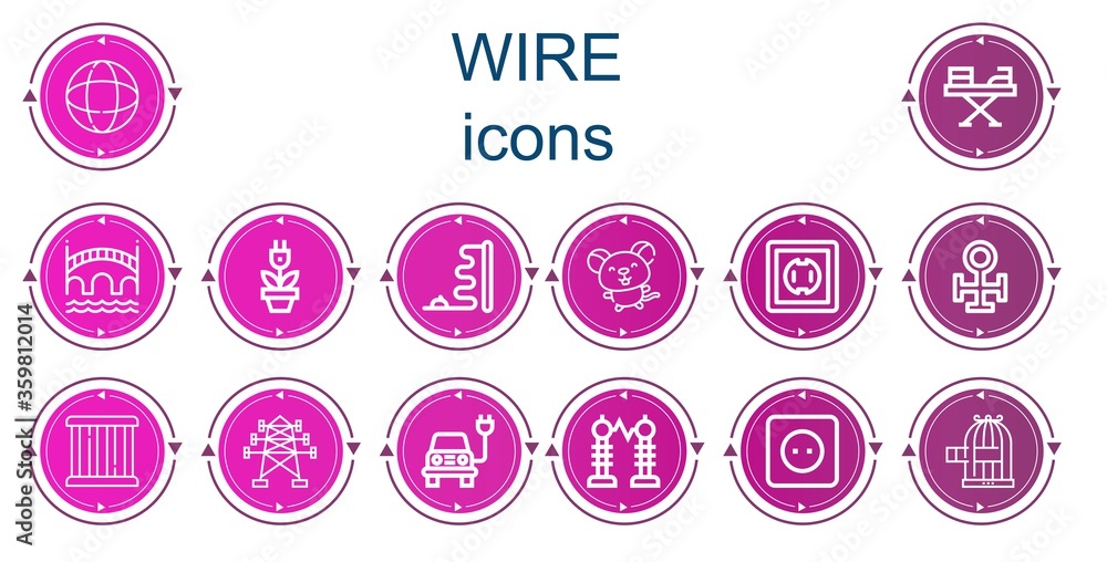 Editable 14 wire icons for web and mobile Editable 14 wire icons for web and mobile