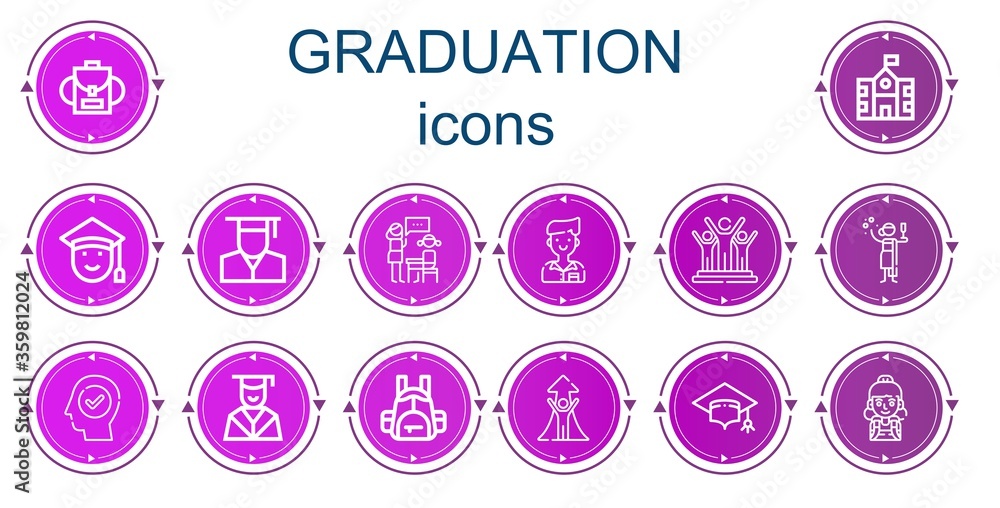 Editable 14 graduation icons for web and mobile Editable 14 graduation icons for web and mobile