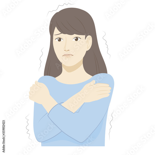 女性のイラスト　/　冷え性