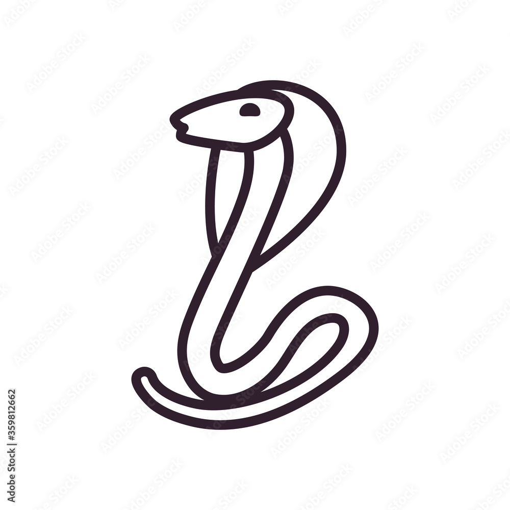 Fototapeta premium Indian kobra snake line style icon vector design