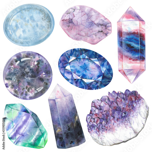 Bild auf Leinwand Third eye chakra stones set