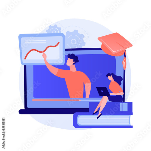 Computer graphics advices and tips watching. Digital design masterclass, online course, helpful information. Painting exam preparation. Vector isolated concept metaphor illustration.