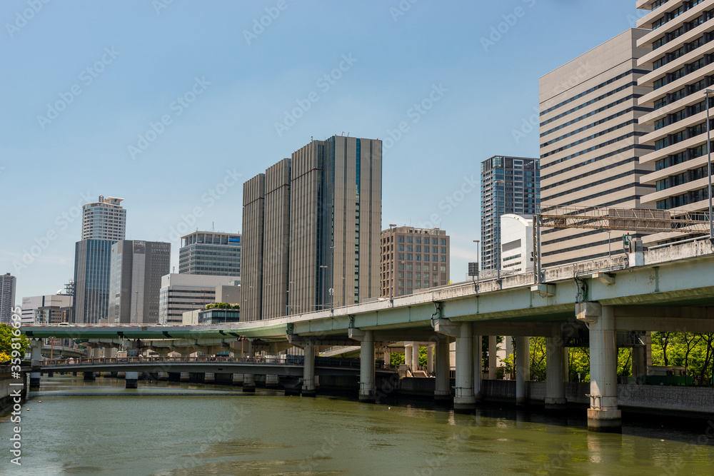 Office buildings along Dojima river in Osaka, Japan Office buildings along Dojima river in Osaka, Japan