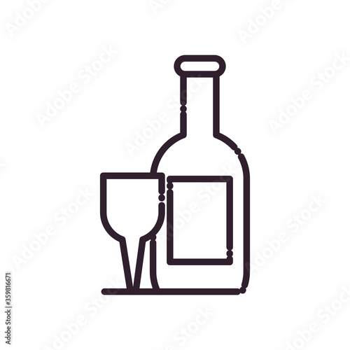 Isolated wine bottle and cup line style icon vector design