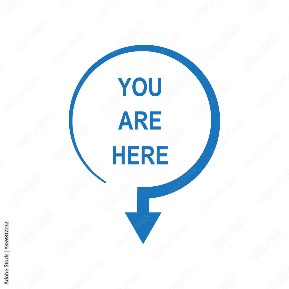 You are here sign icon design isolated on white background