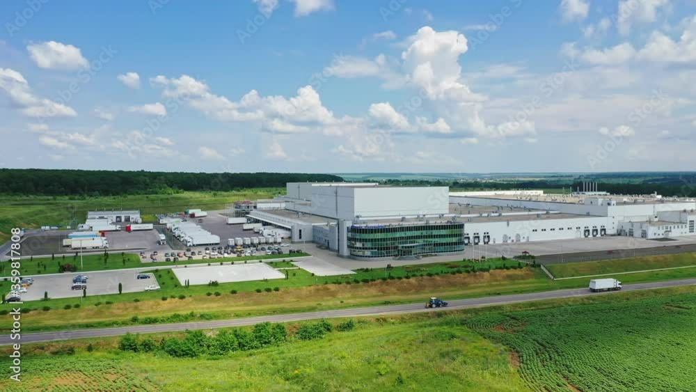 Aerial industrial area. Aerial drone view of factory industrial zone Aerial industrial area. Aerial drone view of factory industrial zone