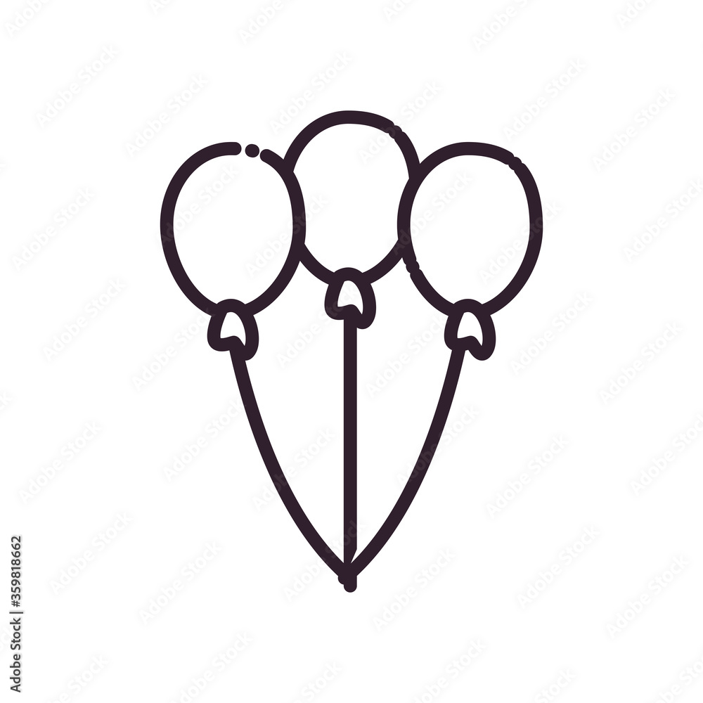 Party and celebration balloons line style icon vector design Party and celebration balloons line style icon vector design