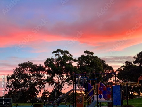 Beautiful sunset at the park 