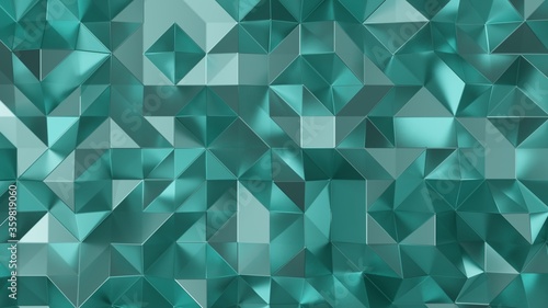 Abstract 3D Render of triangulated surface, Contemporary geometry background, Futuristic polygonal shape, Abstract rumpled triangular surface, Luxury Abstract Low-poly Background 3D Rendering