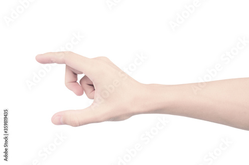 hand Reach out and use fingers to touch something isolated on white background