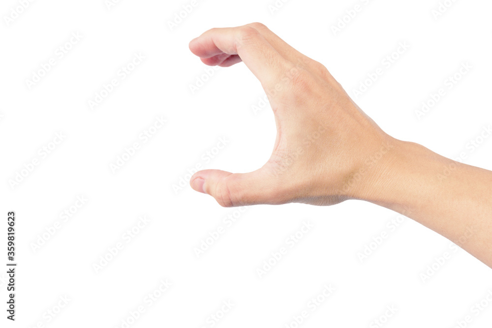 hand of man show in gestures isolated on white background with white skin hand of man show in gestures isolated on white background with white skin