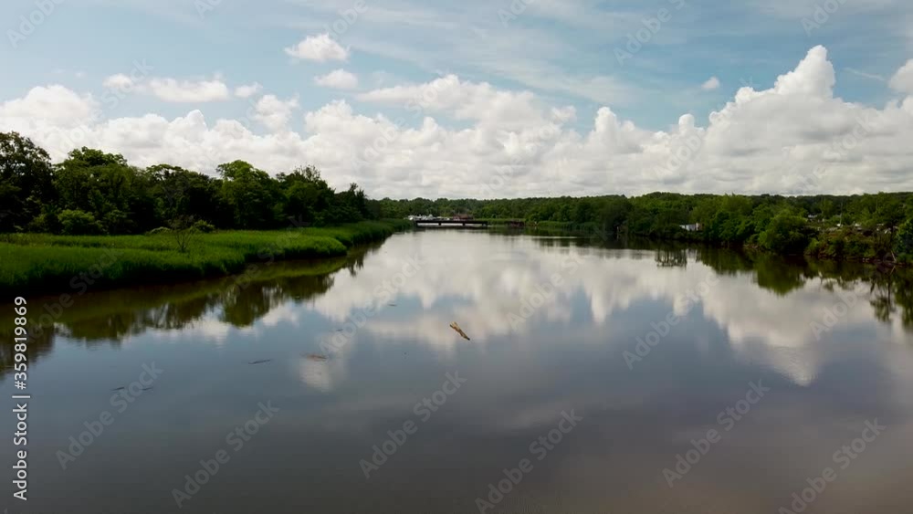 Aerial view of clouds reflecting on South River, New Jersey Aerial view of clouds reflecting on South River, New Jersey