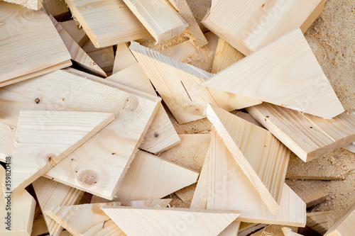 Cutting wood, planks, sawdust