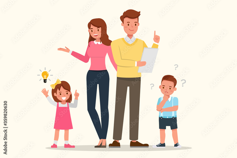 Happy family people mother, father and children's together character vector design. Happy family people mother, father and children's together character vector design.