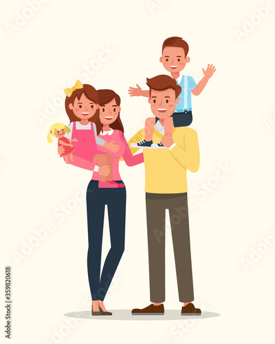 Happy family people mother, father and children's together character vector design.