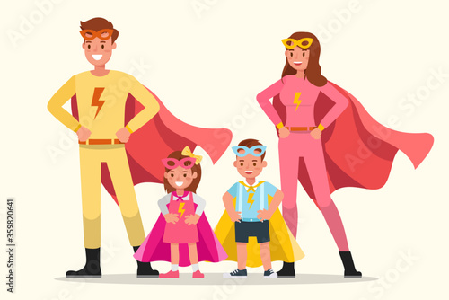 Happy family people mother, father and children's together character vector design.
