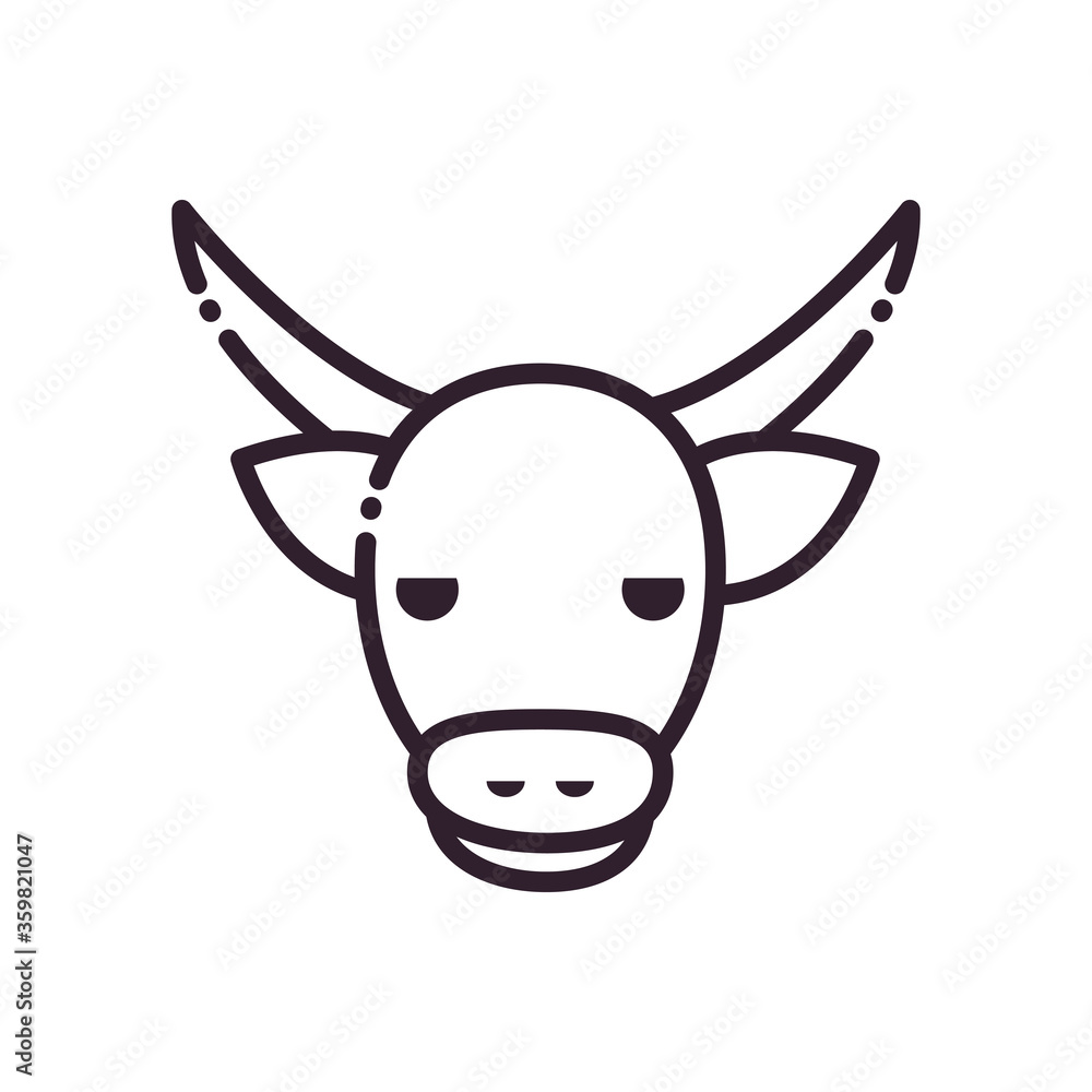 Cute bull head cartoon line style icon vector design Cute bull head cartoon line style icon vector design