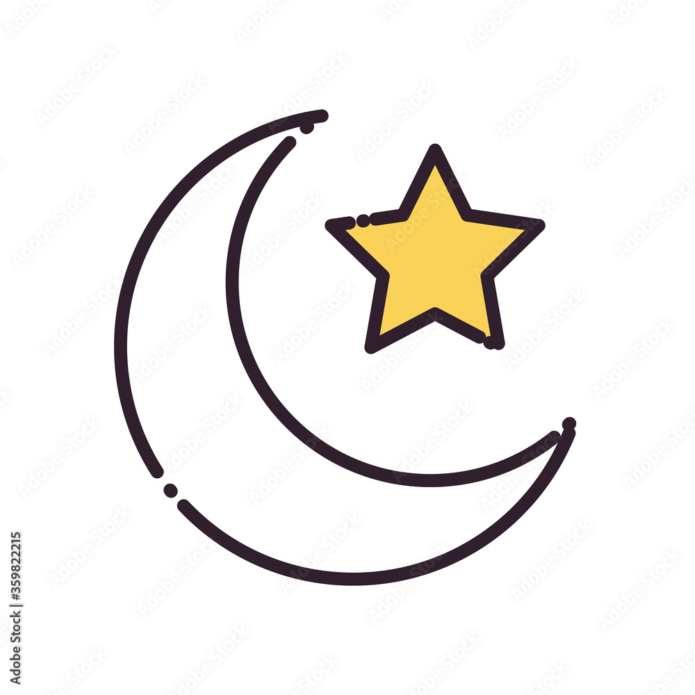 Ramadan moon with star fill style icon vector design Ramadan moon with star fill style icon vector design