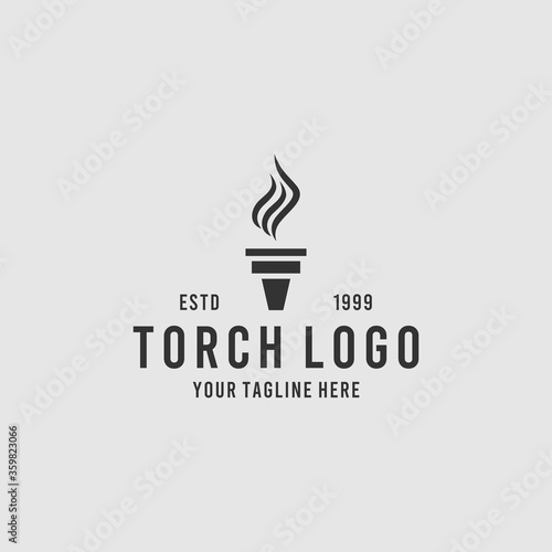 Initial Letter T Torch Fire Flame logo