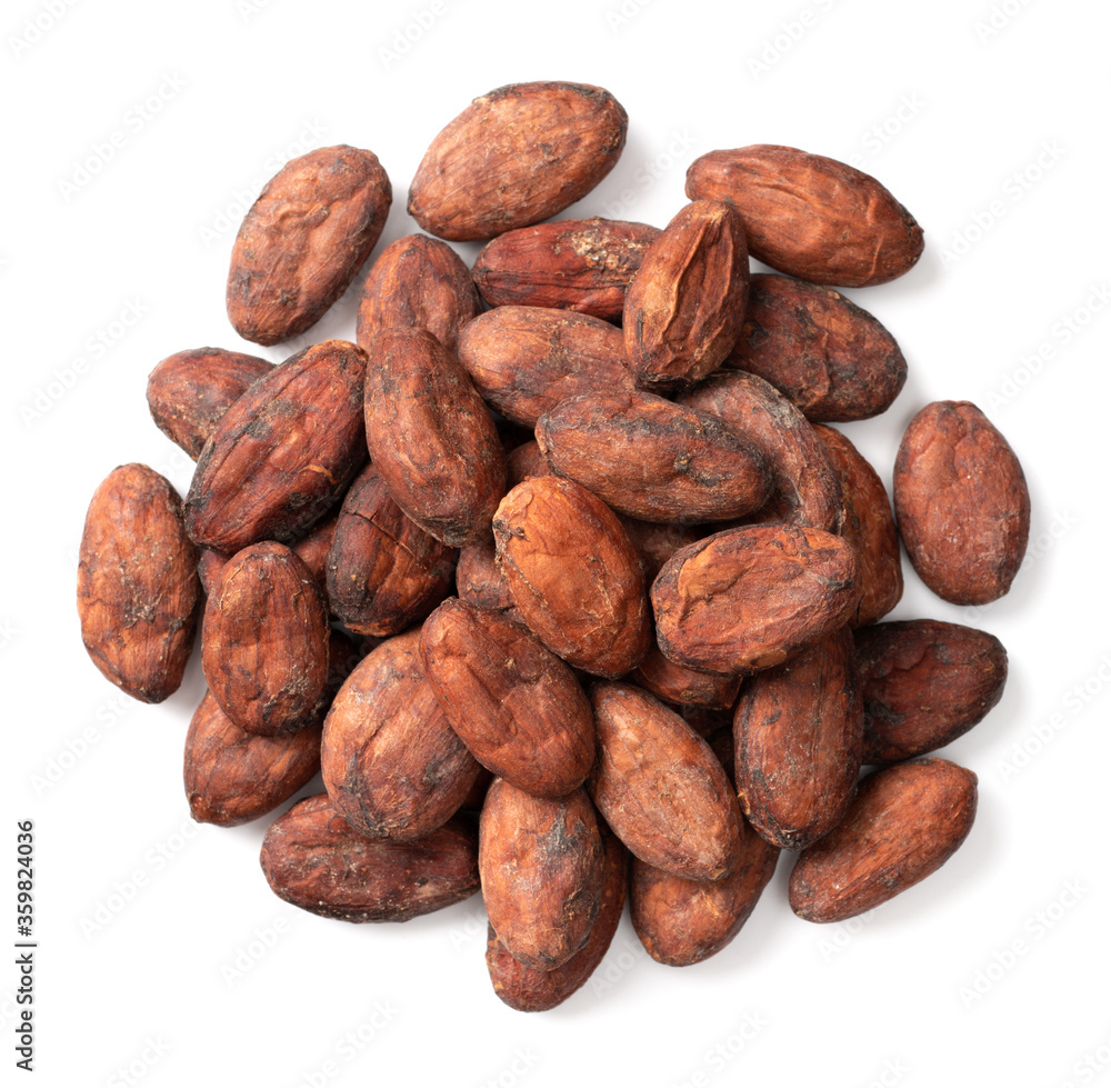 unpeeled cocoa beans isolated on white background unpeeled cocoa beans isolated on white background