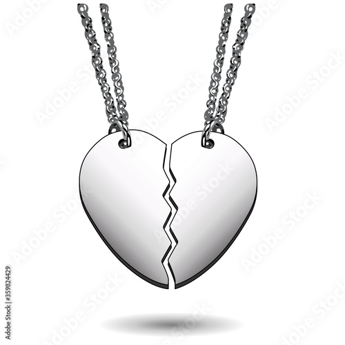 Silver Jewelry Heart Charm Halves on Chains