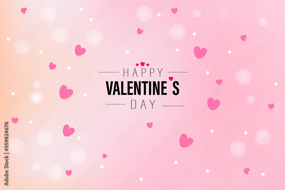 Happy Valentine's Day and design elements background Vector illustration. Pink Background With Ornaments, Hearts.