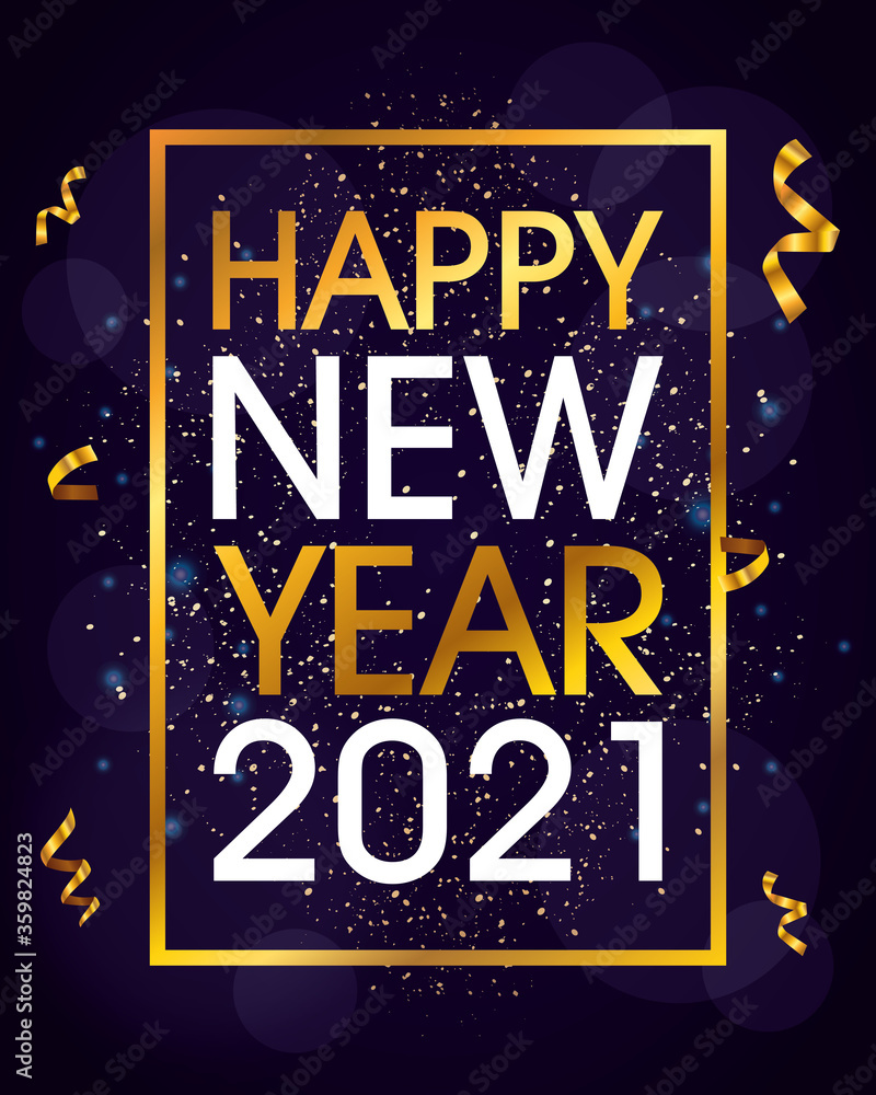 happy new year 2021 celebration golden poster