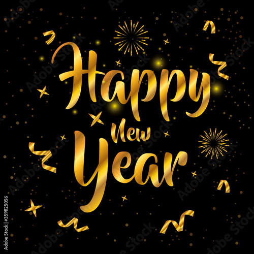 happy new year 2021 celebration golden poster