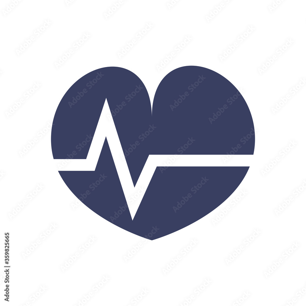 Isolated heart pulse silhouette style icon vector design Isolated heart pulse silhouette style icon vector design