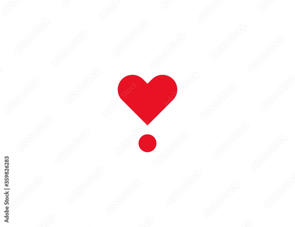 Heart Exclamation vector flat icon. Isolated Exclamation Heart emoji illustration symbol Stock