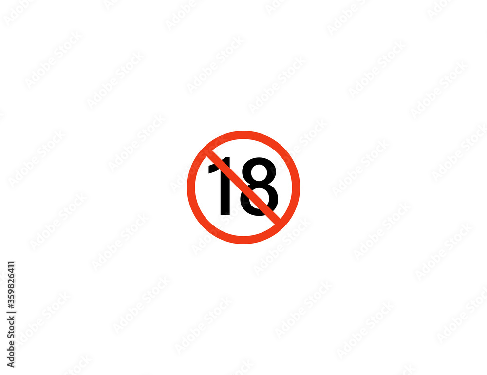 No One Under Eighteen vector flat icon. Isolated No One Under 18 emoji illustration symbol No One Under Eighteen vector flat icon. Isolated No One Under 18 emoji illustration symbol