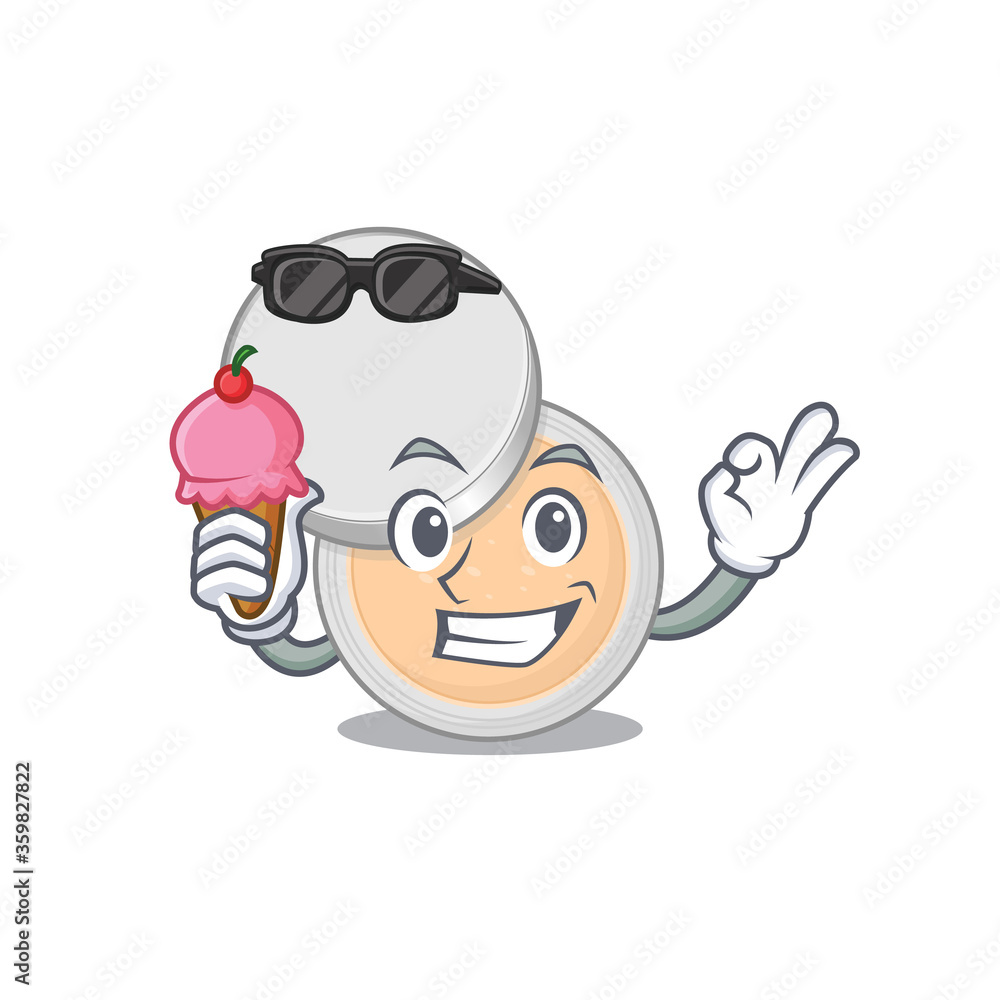 Obraz premium A Caricature design concept of jar powder makeup with cone ice cream