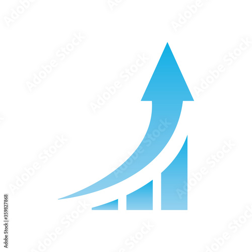 bars chart with increase arrow gradient style icon vector design