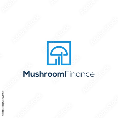 Mushroom and bar graph logo combination. Mushroom finance logo design.