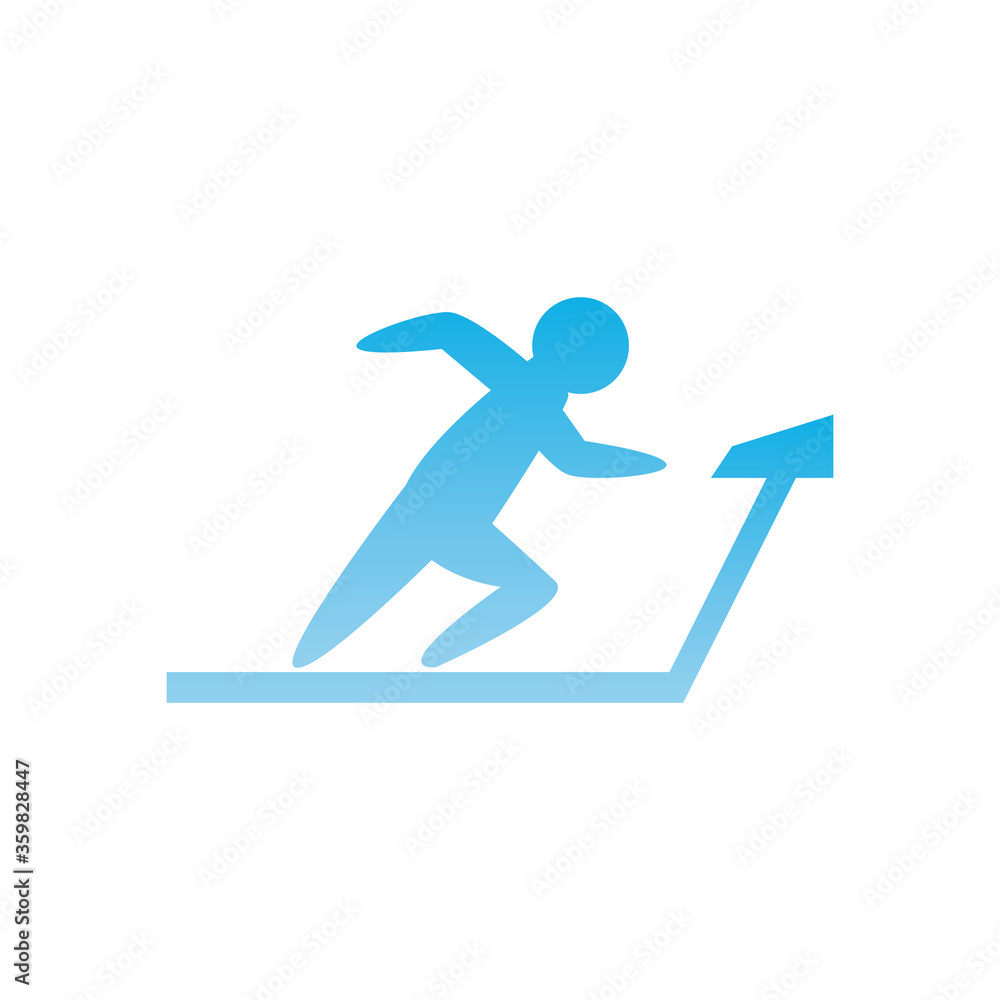 Man avatar running on treadmill gradient style icon vector design