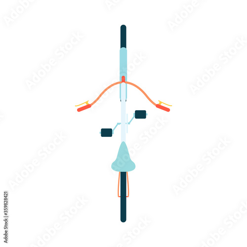 Two wheeled self propelled vehicle bike or bicycle top view.