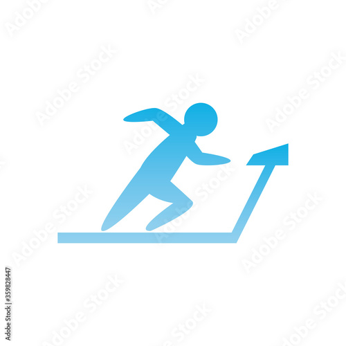 Man avatar running on treadmill gradient style icon vector design