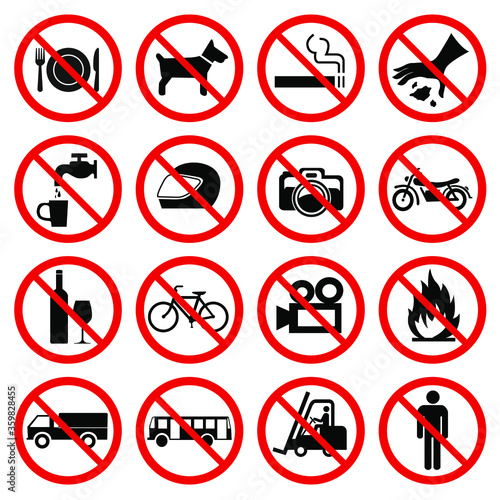 set of prohibited signs