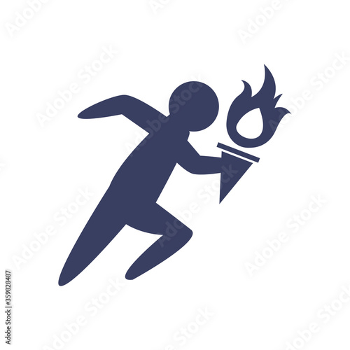 Man avatar running with torch silhouette style icon vector design