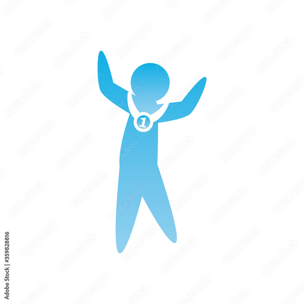 human avatar with medal gradient style icon vector design human avatar with medal gradient style icon vector design