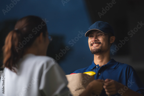 The delivery man staff are ...