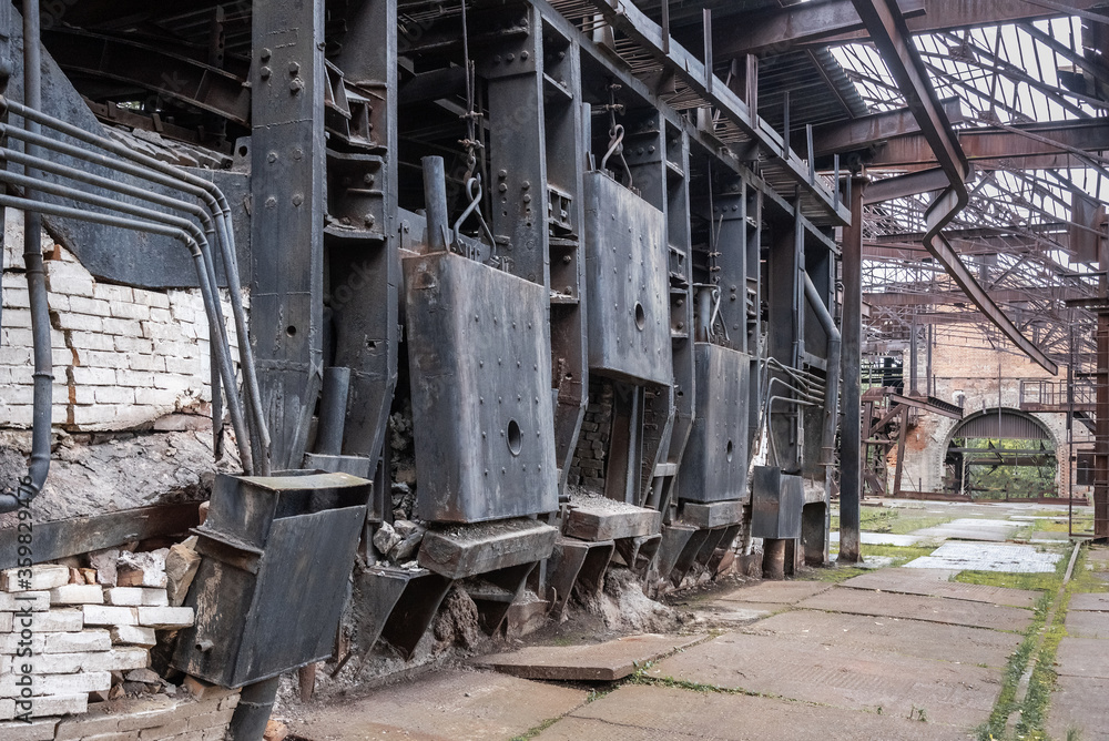 Open hearth furnace in workshop on Old Mining and metallurgical plant